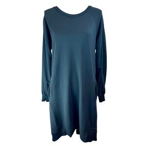 LOLE Black Fleece Lined Sweatshirt Dress Sz Medium Pockets Travel Workout Casual